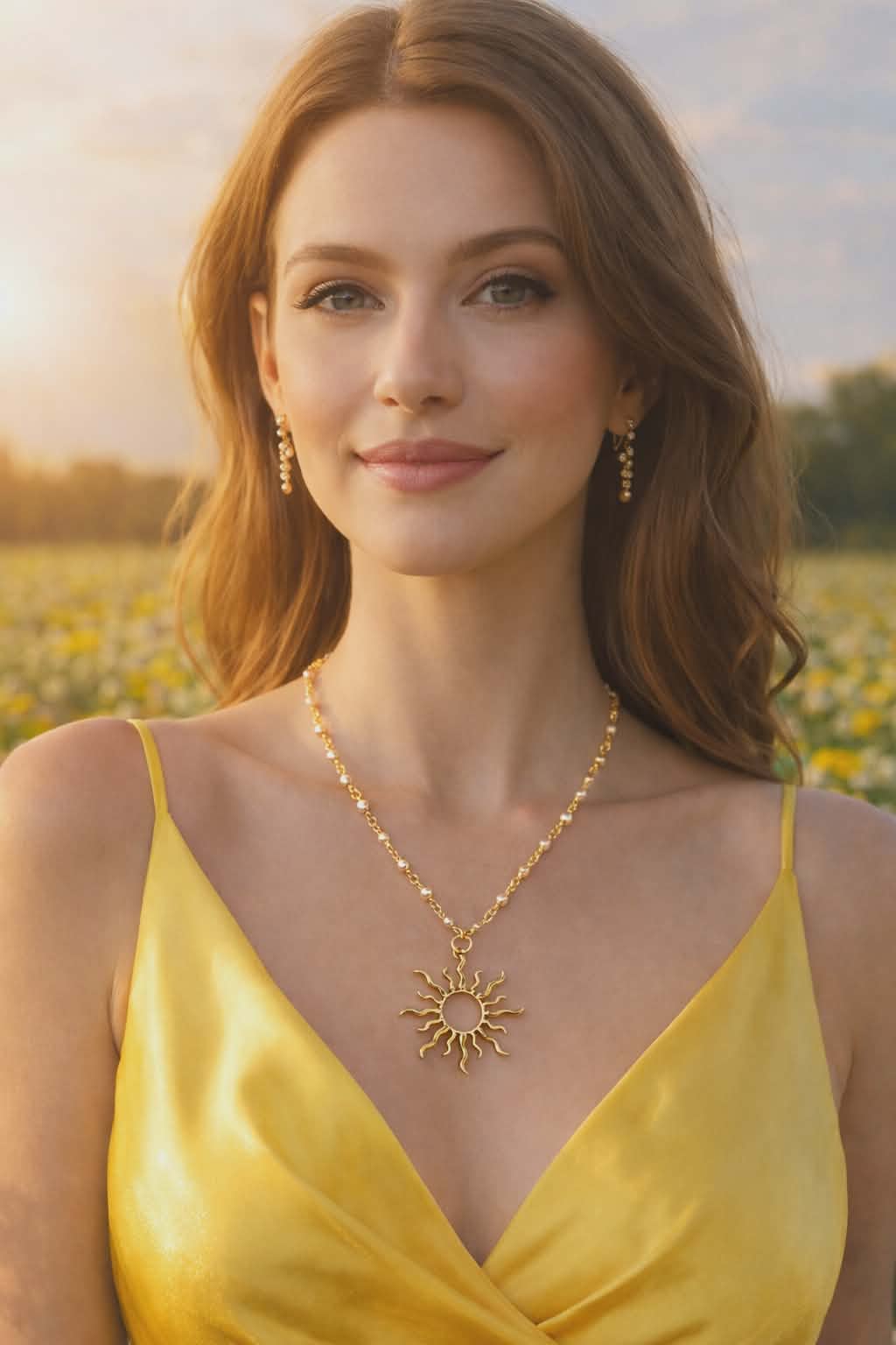 collier doré avec soleil - Le Roi Soleil