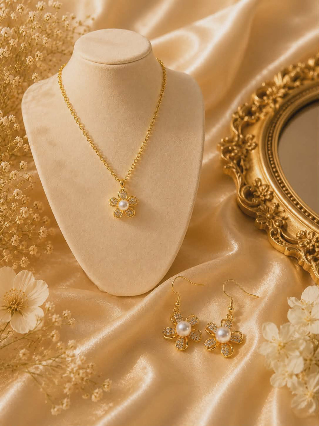 parure collier + boucles d'oreilles "La Fleur de l’Impératrice"