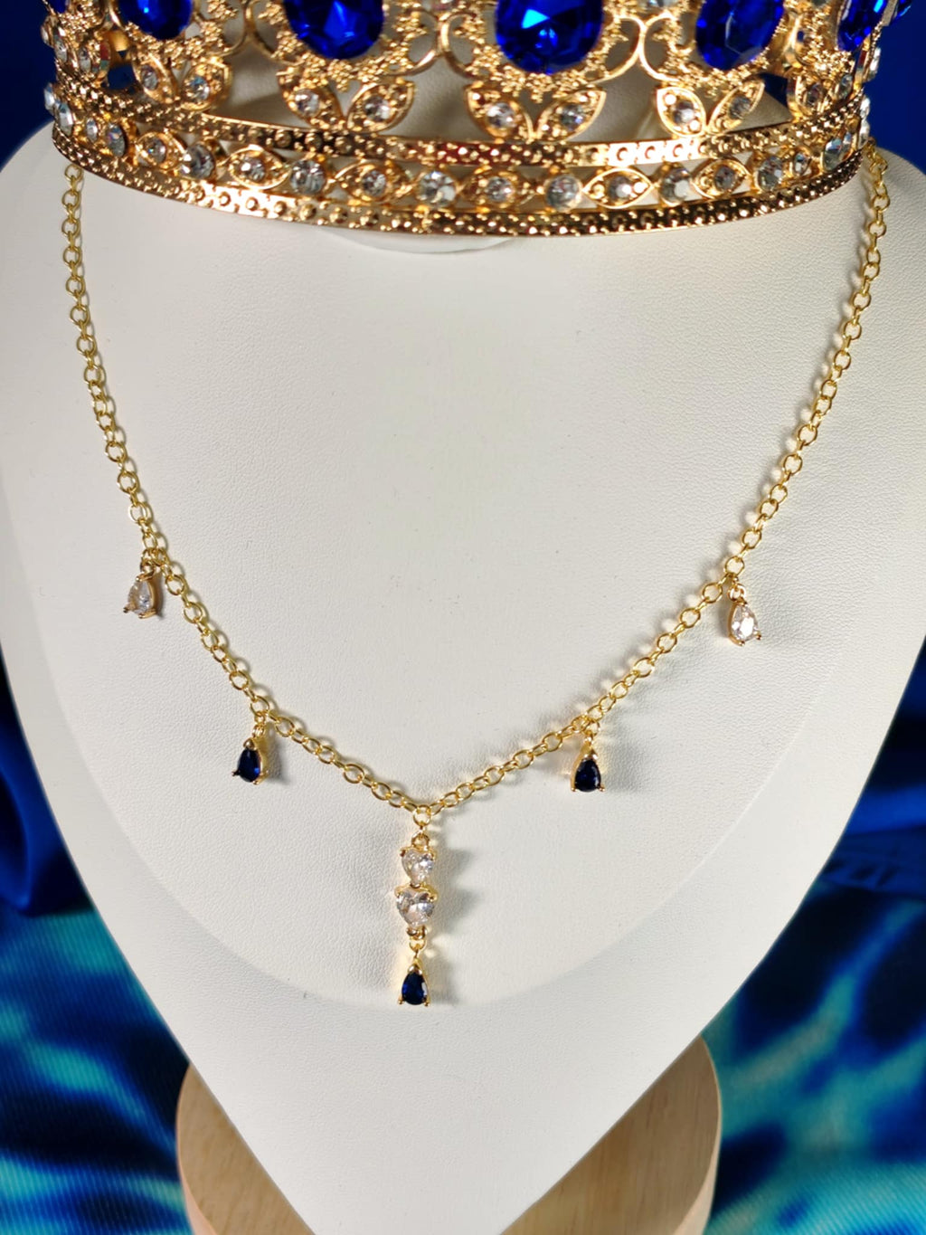 Le collier cœur doré et bleu - Nyx- déesse de la nuit