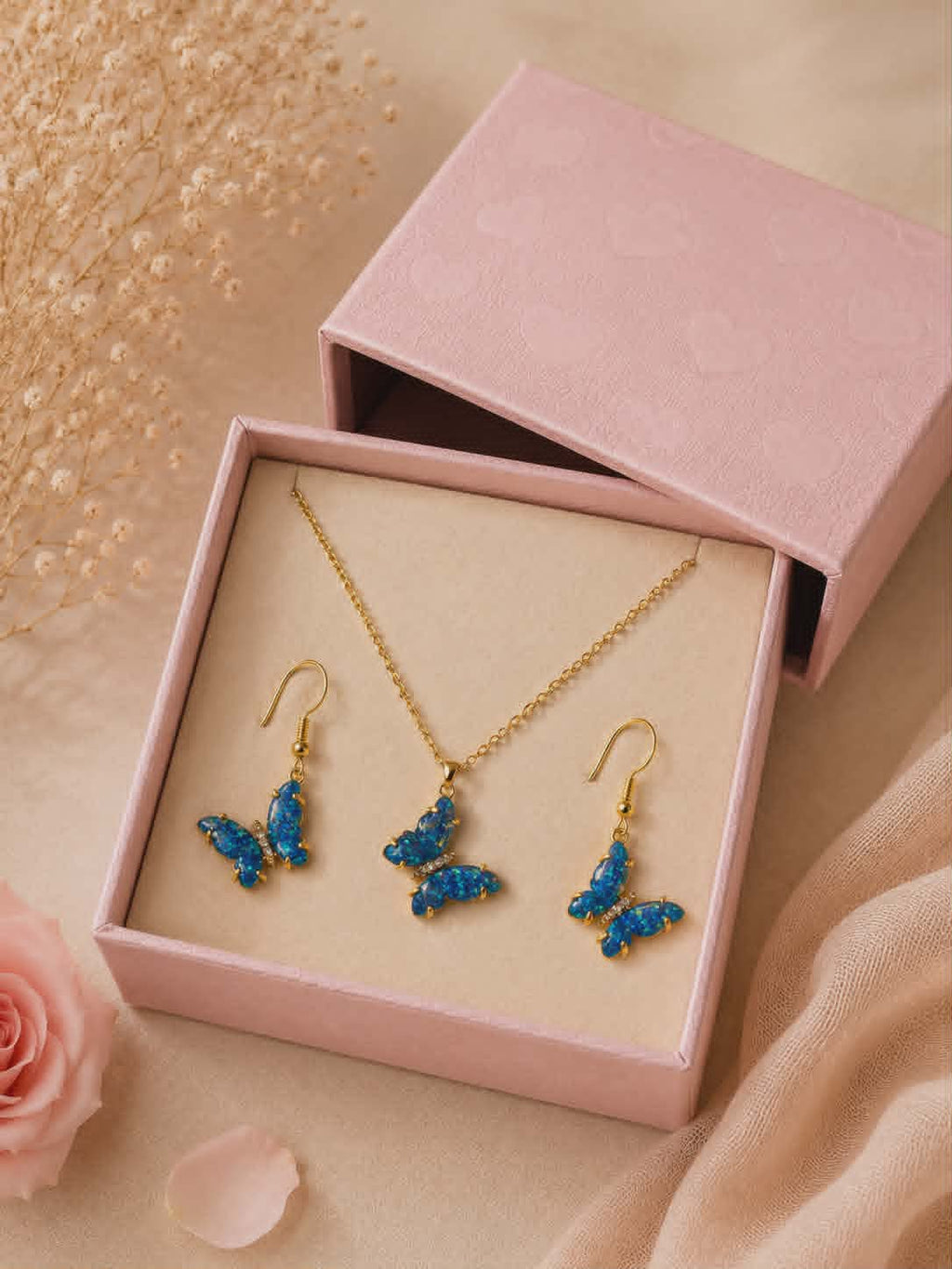 parure "papillon bleu"