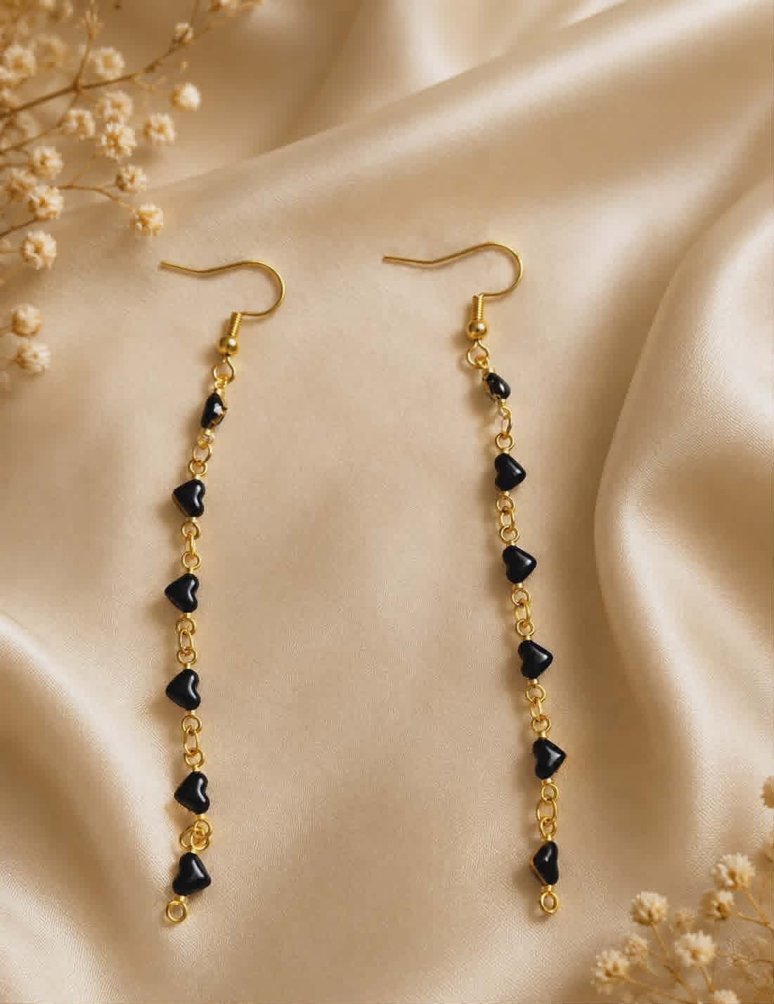 Parure "coeur noir" collier + boucles d'oreilles