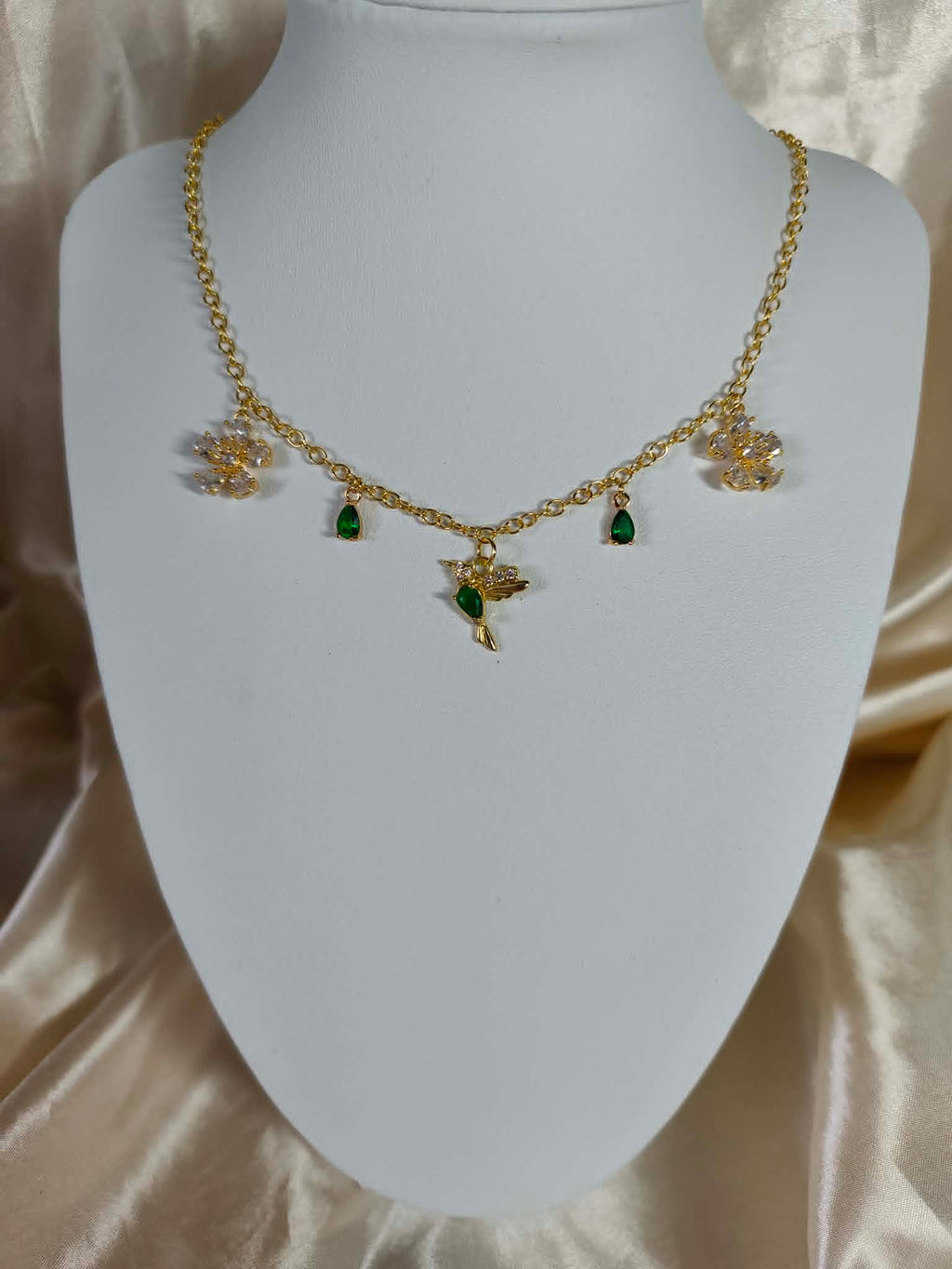 Collier "Oiseau impérial émeraude"