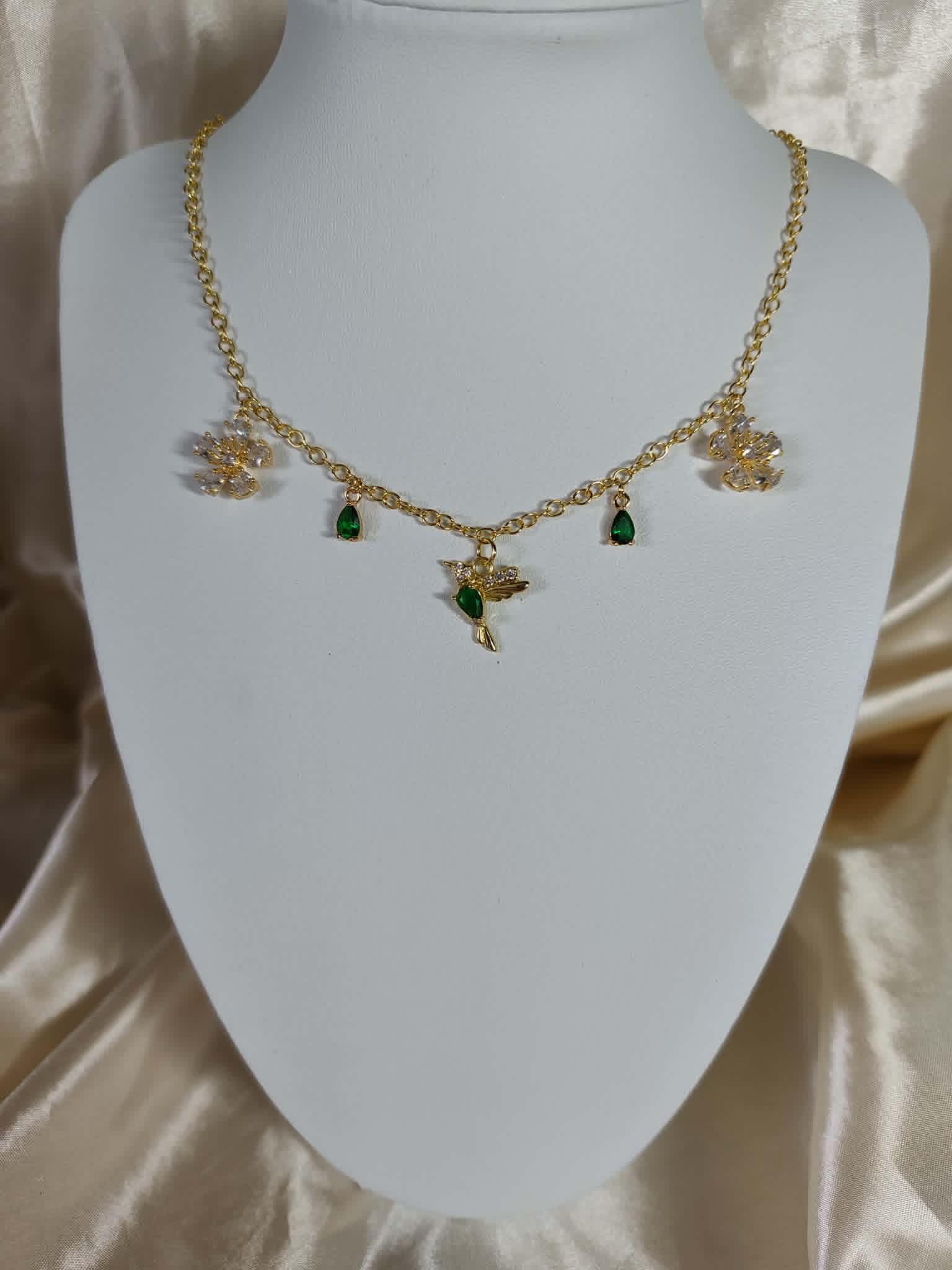 Collier "Oiseau impérial émeraude"