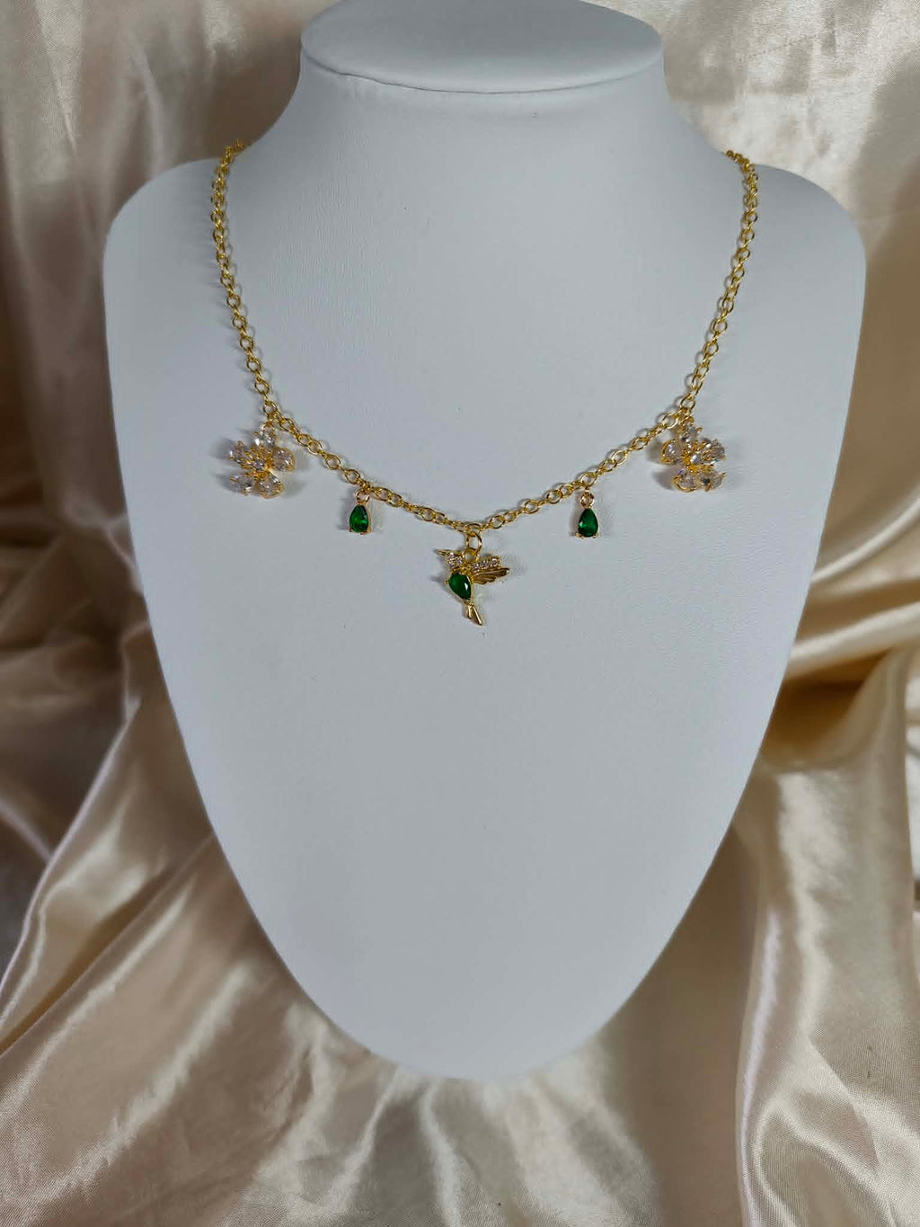 Collier "Oiseau impérial émeraude"