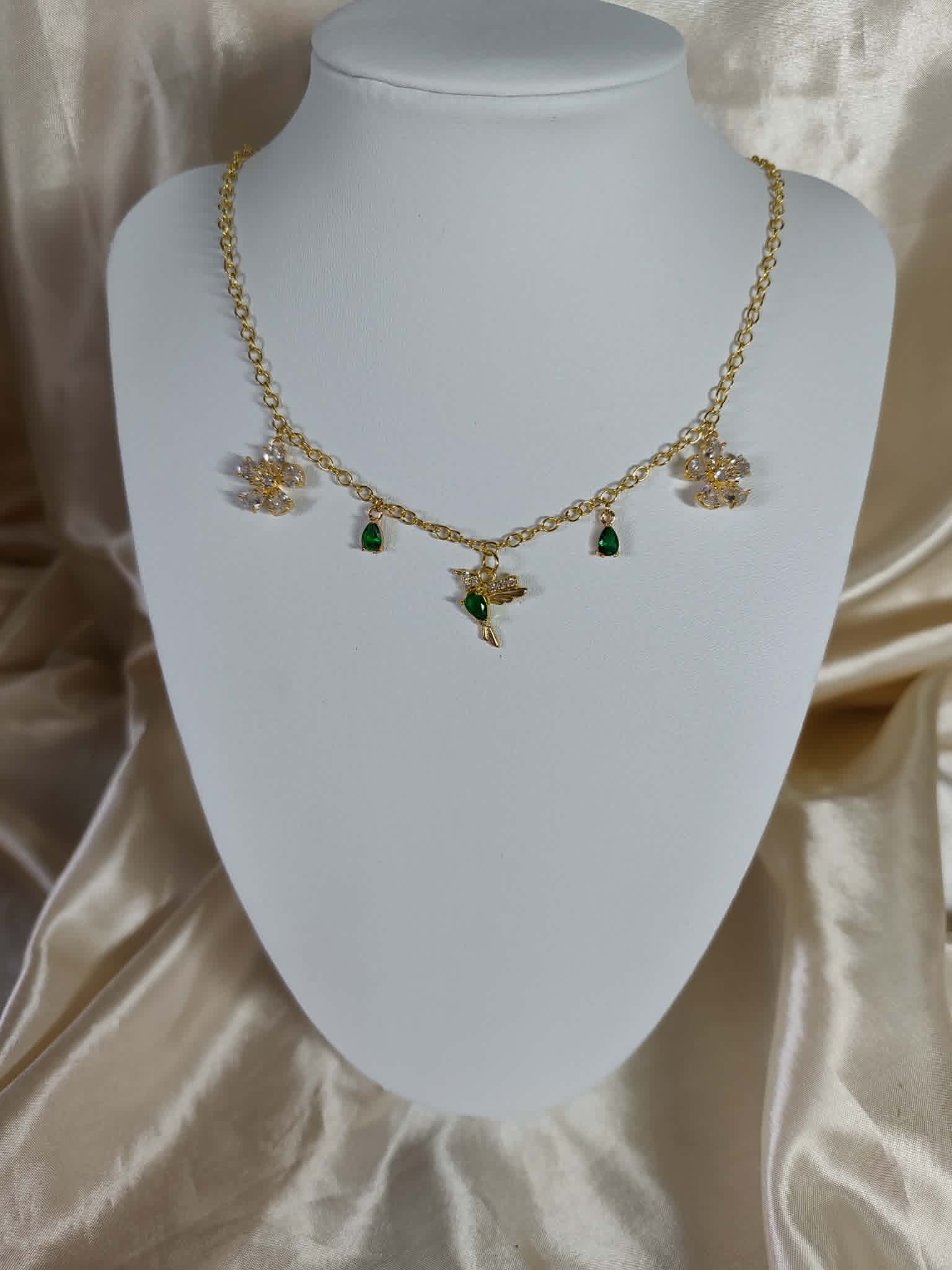 Collier "Oiseau impérial émeraude"