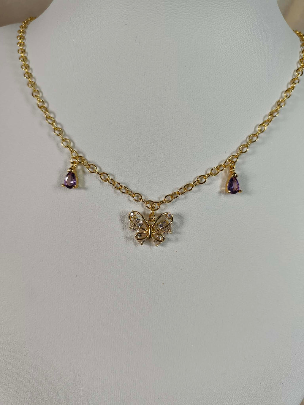 Collier "Papillon violet"