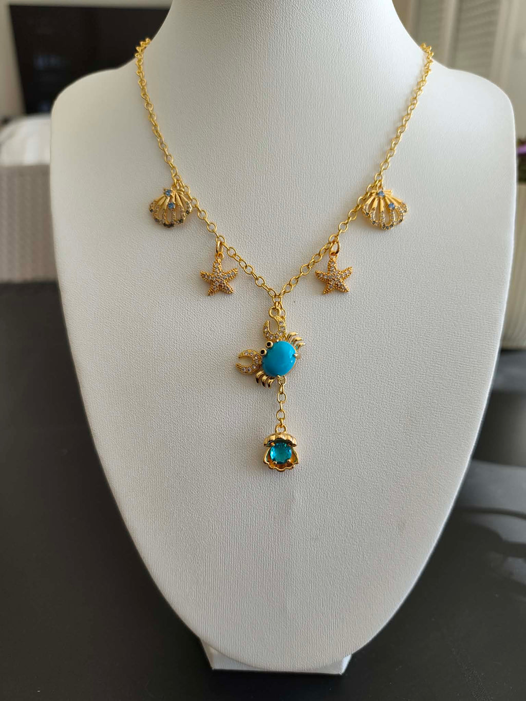 Collier "Crabe turquoise"