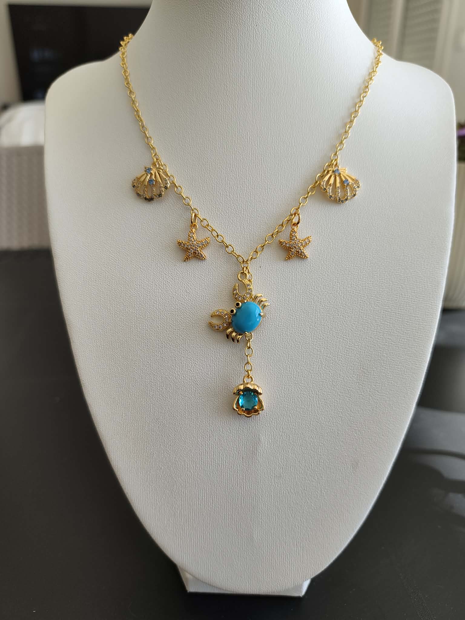 Collier "Crabe turquoise"