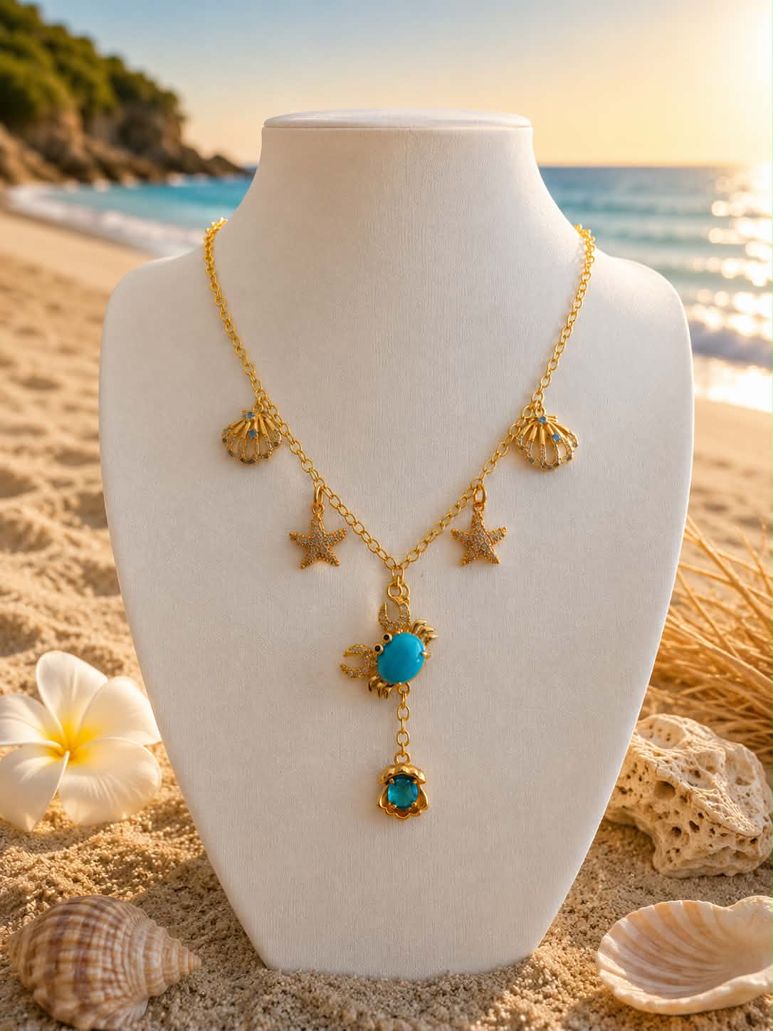 Collier "Crabe turquoise"