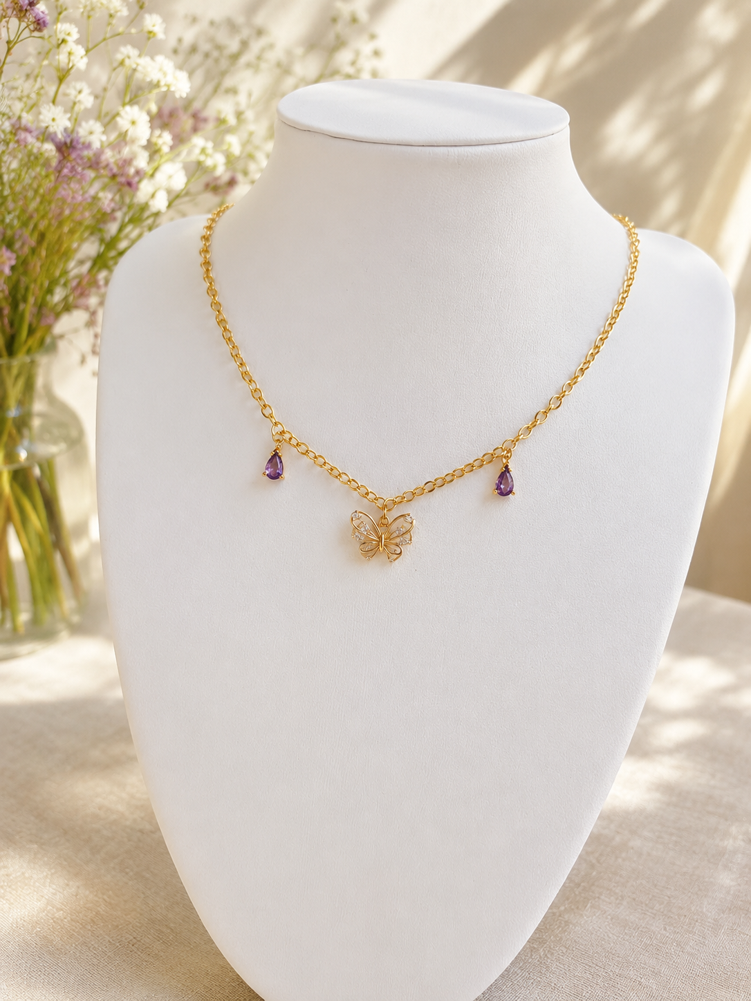 Collier "Papillon violet"