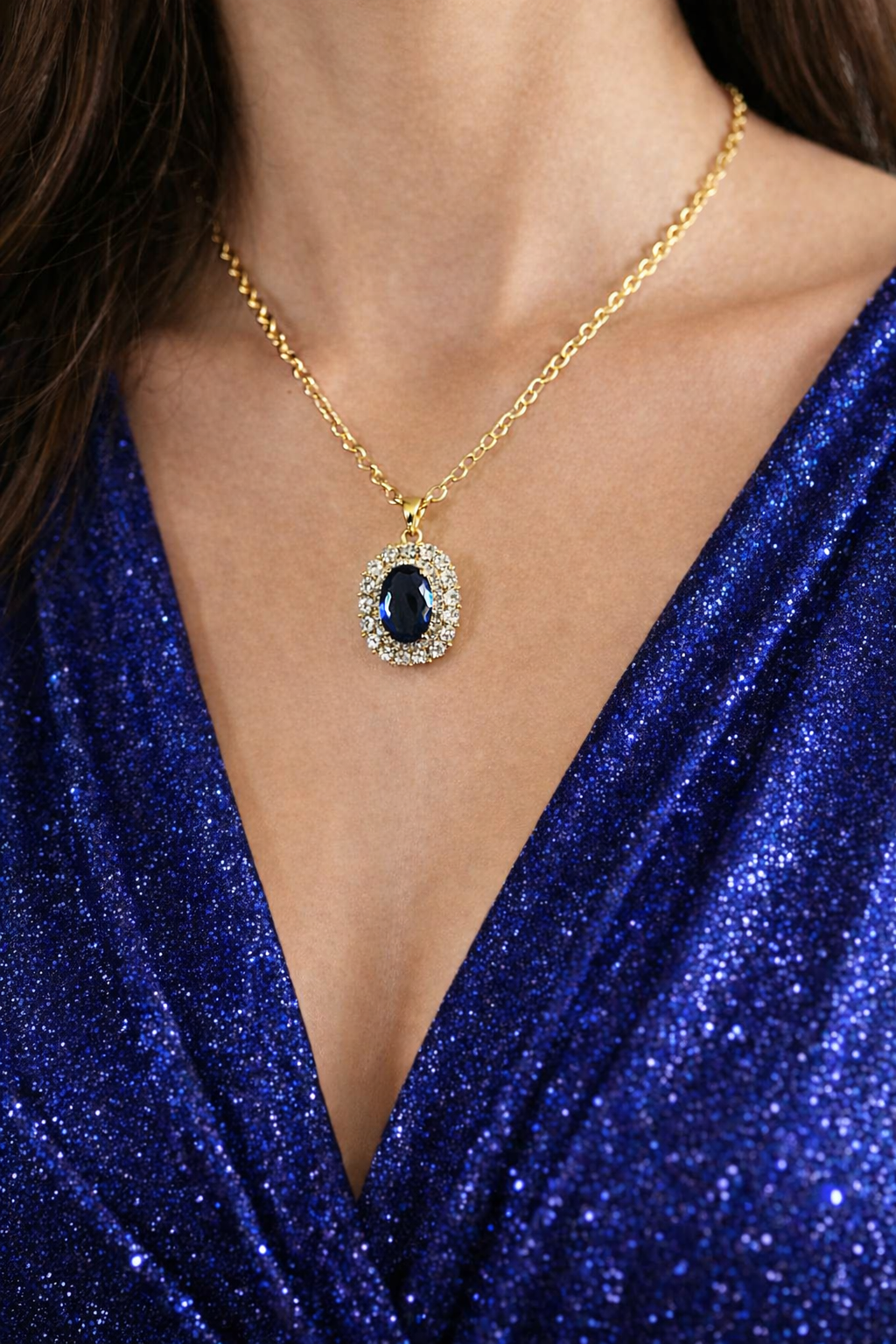 Le collier doré et bleu saphir - Eclat de saphir