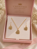 parure collier + boucles d'oreilles "Cœur d'Or"