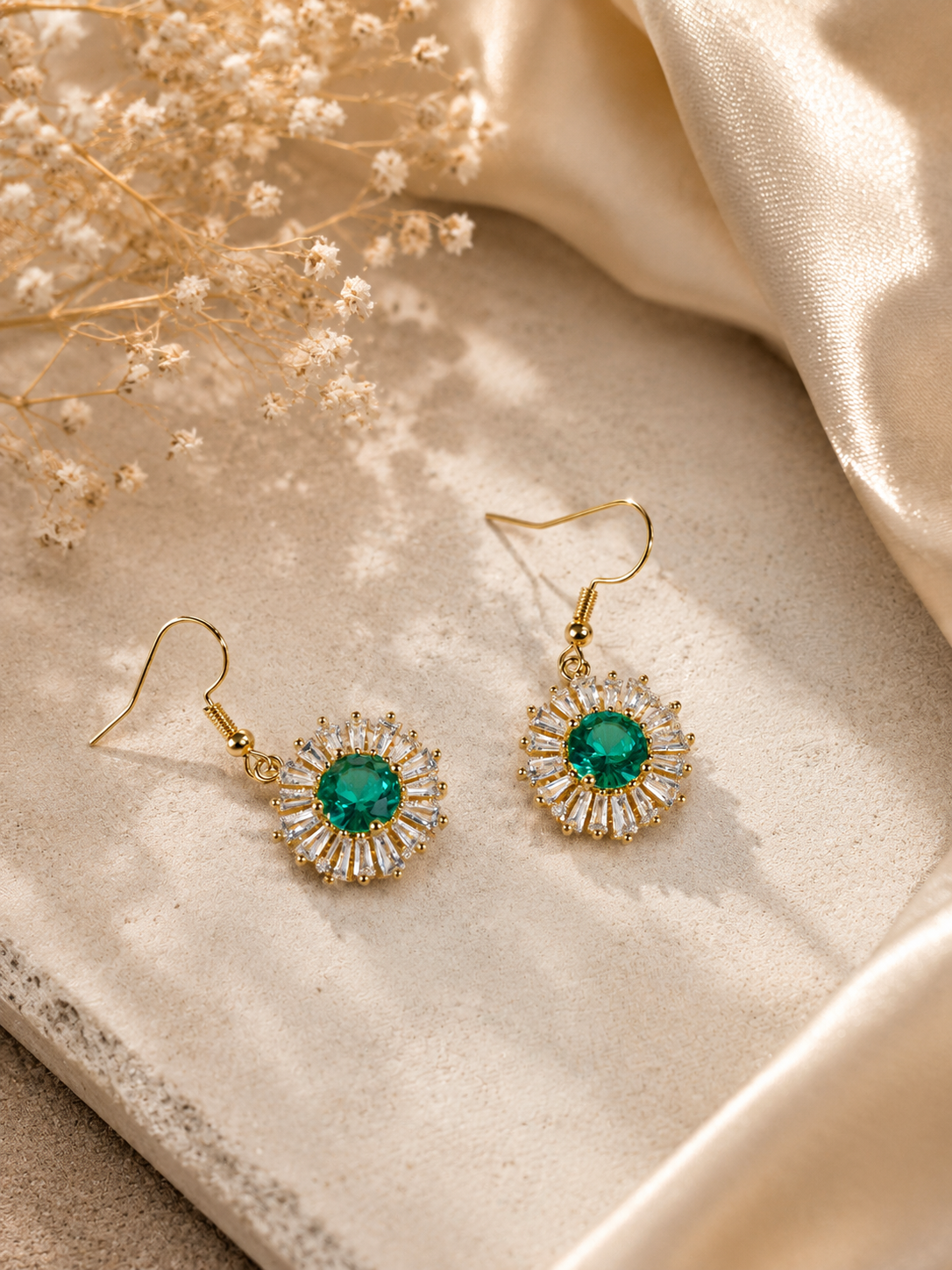 boucles d'oreilles "soleil vert"