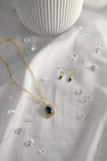Parure collier et boucles d'oreilles doré et bleu - Eclat de Saphir