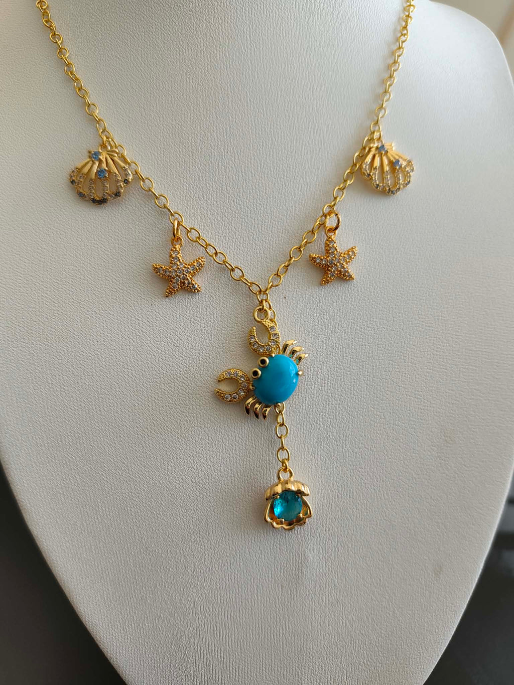 Collier "Crabe turquoise"