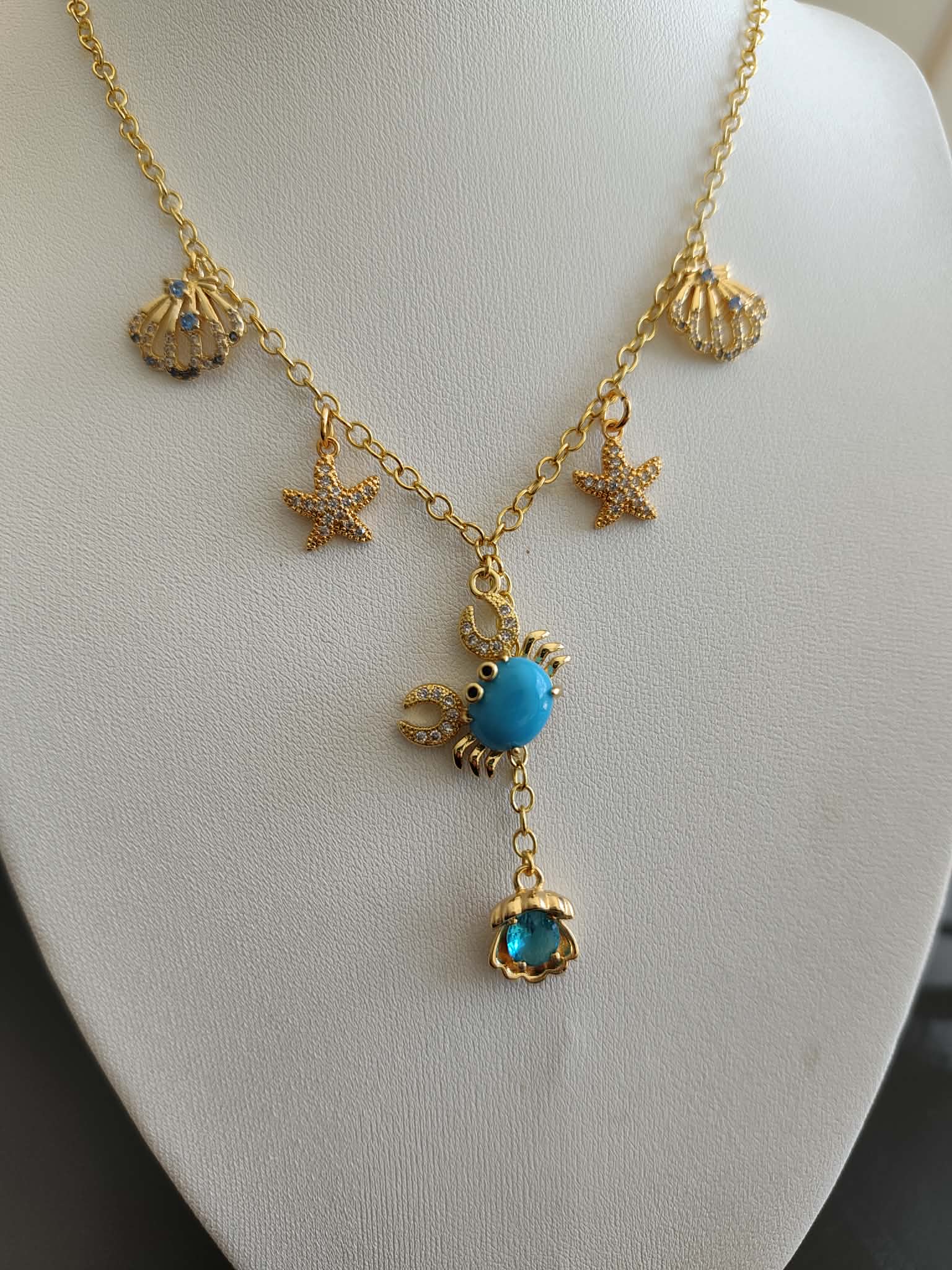 Collier "Crabe turquoise"