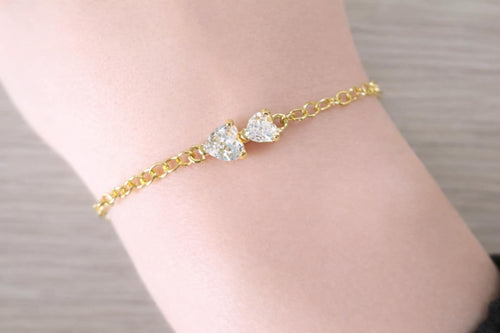 Bracelet cœur doré et brillant - Reine de Cœur