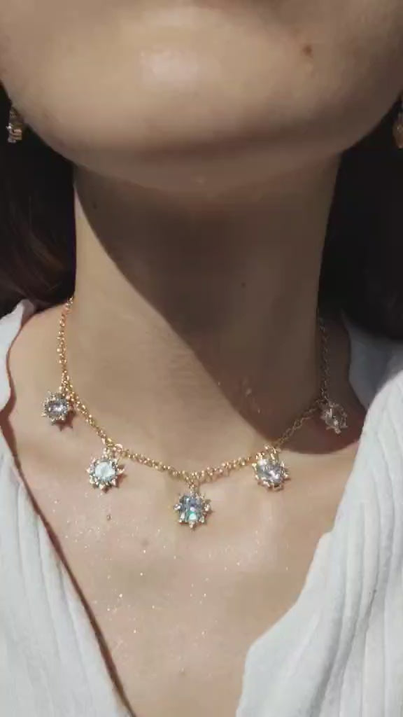 Parure - collier et boucles d'oreilles soleils - Majesté Éblouissante