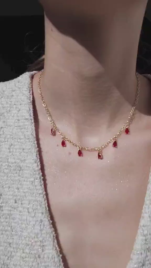 Collier doré et rouge - Flamboyant