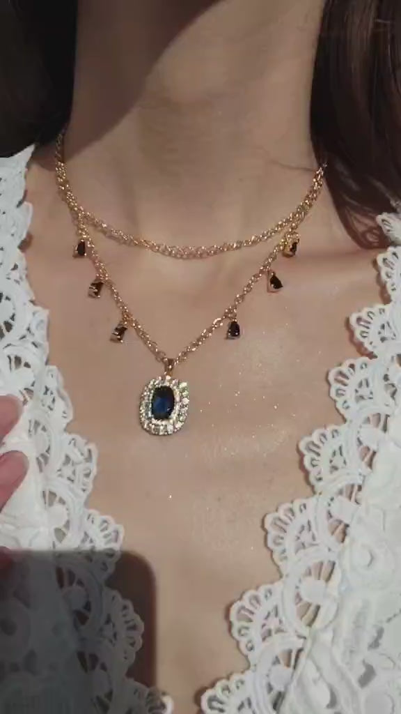 Collier doré et bleu saphir impérial - Couronne de Saphir