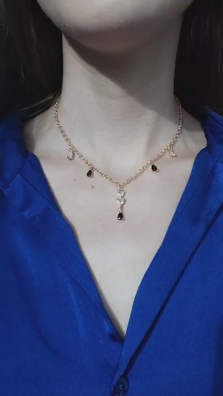Le collier cœur doré et bleu - Nyx- déesse de la nuit