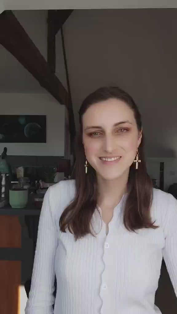 Boucles d’oreilles croix rouge et doré -  Rubis Sacré – Gothique