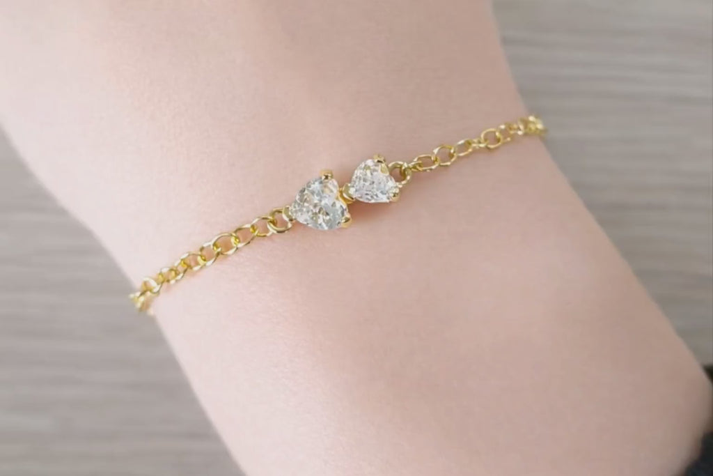 Bracelet cœur doré et brillant - Reine de Cœur